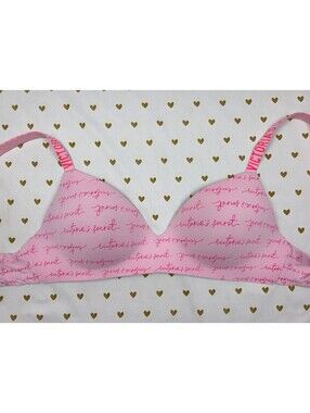 Victorias Secret T Shirt Logo Strap Wireless No Wire Bra 34D